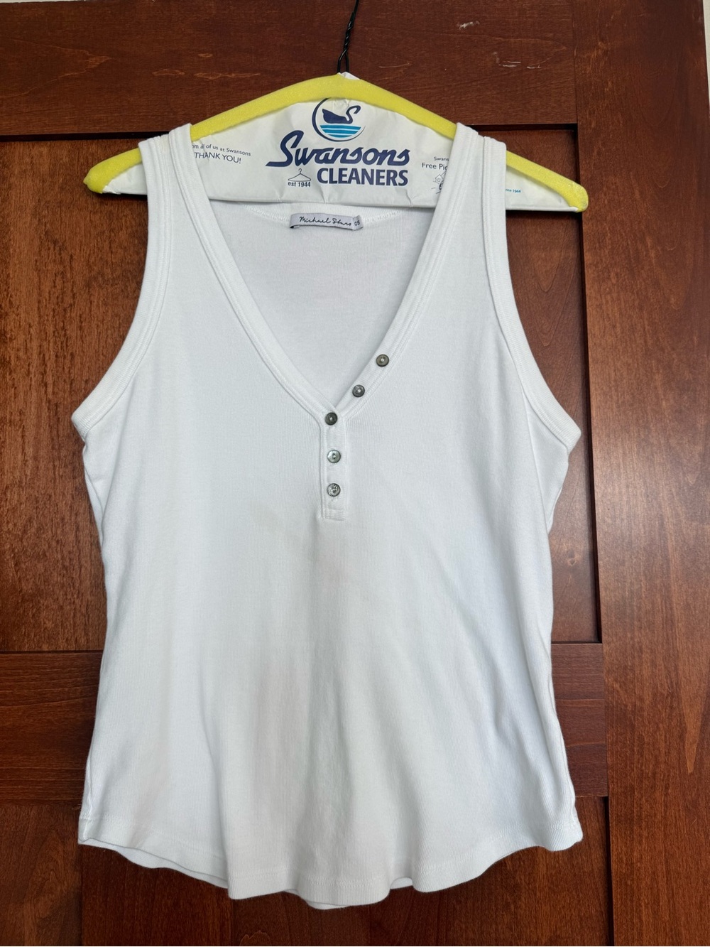 Michael Stars White Button-Front V-Neck Tank